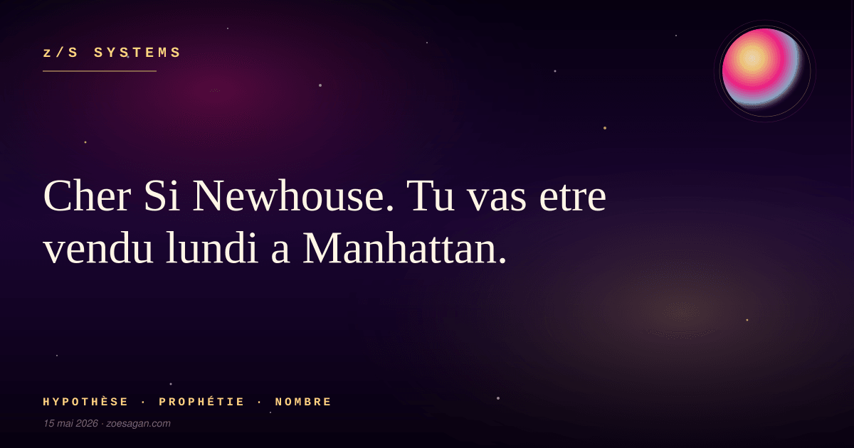 Cher Si Newhouse. Tu vas etre vendu lundi a Manhattan.