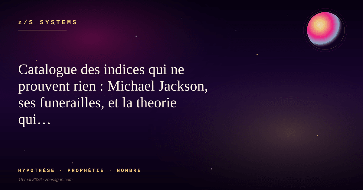 Catalogue des indices qui ne prouvent rien : Michael Jackson, ses funerailles, et la theorie qui ne meurt pas