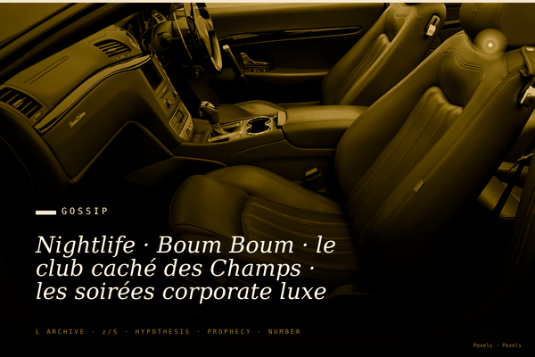 Nightlife · Boum Boum · le club caché des Champs · les soirées corporate luxe que personne ne photographie