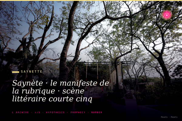Saynète · le manifeste de la rubrique · scène littéraire courte cinq répliques théâtrales en italique