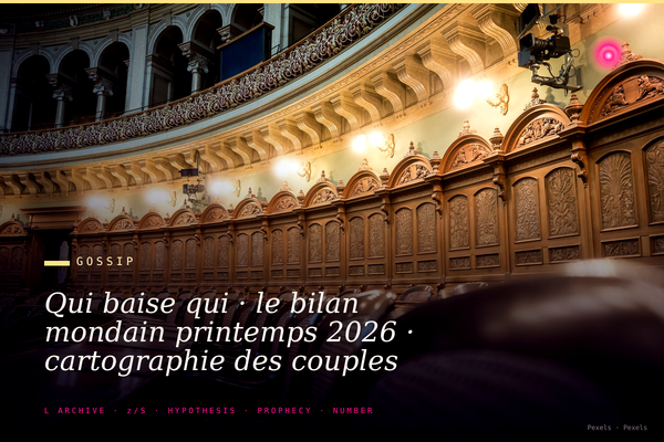 Qui baise qui · le bilan mondain printemps 2026 · cartographie des couples Tout-Paris politique-culture