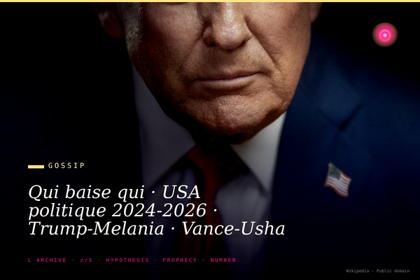 Qui baise qui · USA politique 2024-2026 · Trump-Melania · Vance-Usha · Harris-Emhoff · Biden-Jill · l'année folle