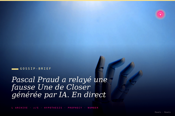Pascal Praud a relayé une fausse Une de Closer générée par IA. En direct sur CNews. Sans la vérifier.