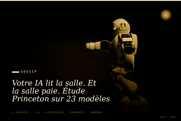 Votre IA lit la salle. Et la salle paie. Étude Princeton sur 23 modèles