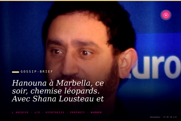 Hanouna à Marbella, ce soir, chemise léopards. Avec Shana Lousteau et Raymond Aabou. Quand l'animateur bascule.