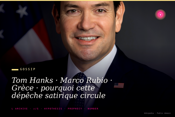 Tom Hanks · Marco Rubio · Grèce · pourquoi cette dépêche satirique circule sans démenti · essai métacritique
