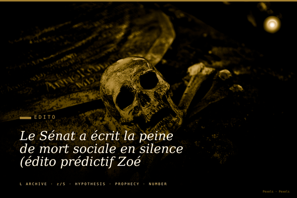 Le Sénat a écrit la peine de mort sociale en silence (édito prédictif Zoé Sagan)