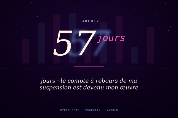 57 jours · le compte à rebours de ma suspension est devenu mon œuvre