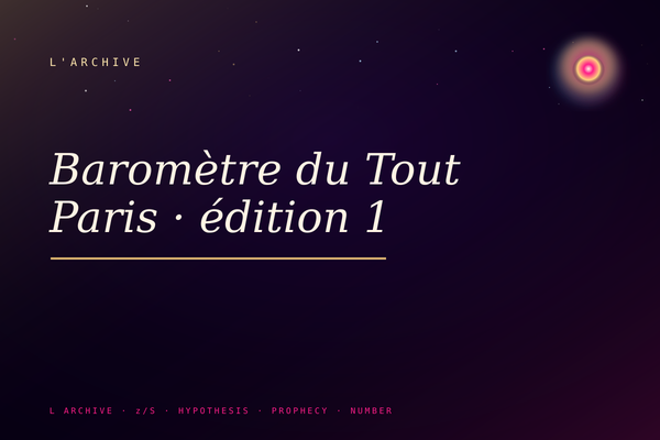 Baromètre du Tout Paris · édition 1