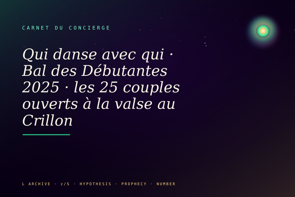 Qui danse avec qui · Bal des Débutantes 2025 · les 25 couples ouverts à la valse au Crillon