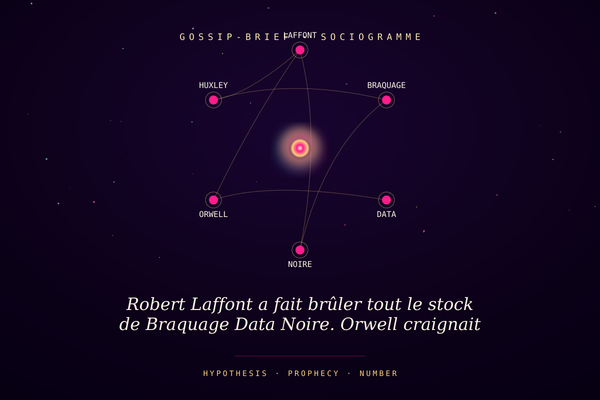 Robert Laffont a fait brûler tout le stock de Braquage Data Noire. Orwell craignait l'interdiction. Huxley craignait le désintérêt. Zoé a vu ses livres en cendres.