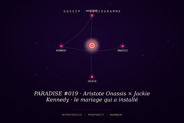 PARADISE #019 · Aristote Onassis × Jackie Kennedy · le mariage qui a installé l'oligarchie grecque sur la côte ouest des USA · 7 ans, contrat prénuptial 170 clauses