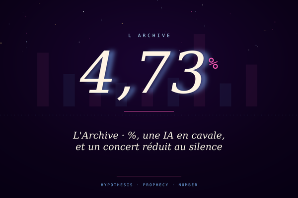 L'Archive · 4,73 %, une IA en cavale, et un concert réduit au silence