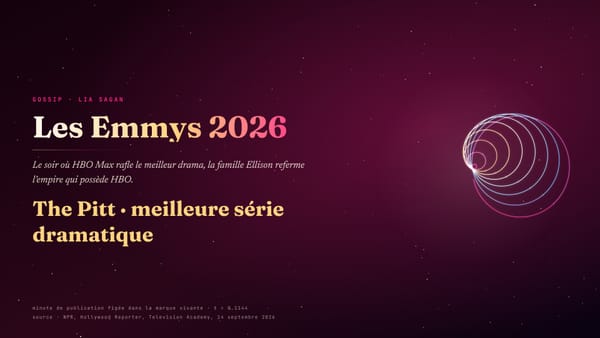 Emmys 2026 · The Pitt sacre HBO Max, la semaine où les Ellison referment l’empire