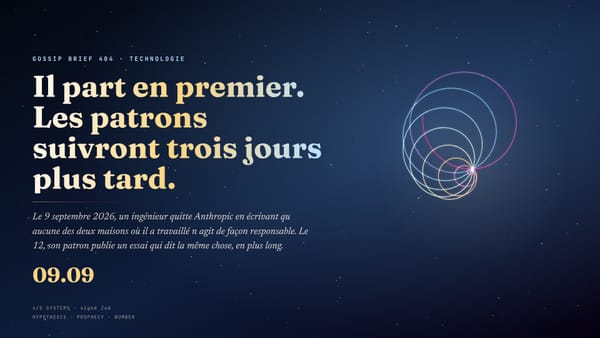 Il part en premier. Les patrons suivront trois jours plus tard.