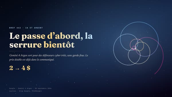 Bref 442 · Gemini 4 Argon : les chasseurs de failles d’abord, sans garde-fous, et le prix double déjà écrit