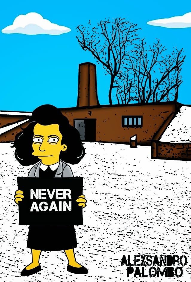 Anne Frank Simpsonized The Simpsons  Auschwitz Birkenau 70th anniversary Antisemitism Holocaust Shoah Nazism Racism Israel Jewish Jews Homer Marge Simspon Lisa Bart Contemporary Art Artist aleXsandro Palombo 11