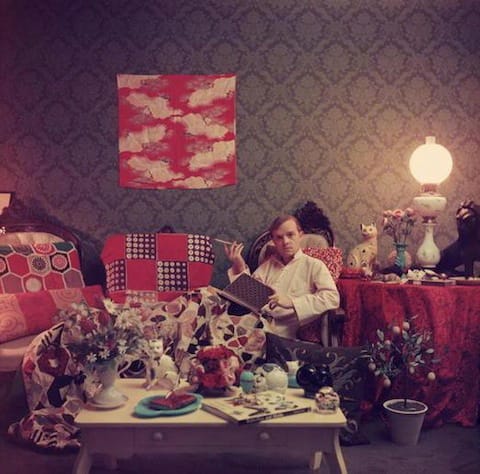 Truman Capote in his Brooklyn Heights apartment, 1958.