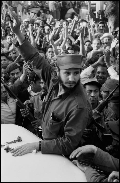 CUBA. 1959. Times of euphoia as Fidel CASTRO and his army tries to drive through the city of Ciefuego, on their way to liberate Havana. Contact email: New York : photography@magnumphotos.com Paris : magnum@magnumphotos.fr London : magnum@magnumphotos.co.uk Tokyo : tokyo@magnumphotos.co.jp Contact phones: New York : +1 212 929 6000 Paris: + 33 1 53 42 50 00 London: + 44 20 7490 1771 Tokyo: + 81 3 3219 0771 Image URL: http://www.magnumphotos.com/Archive/C.aspx?VP3=ViewBox_VPage&IID=2S5RYDI9AE4D&CT=Image&IT=ZoomImage01_VForm