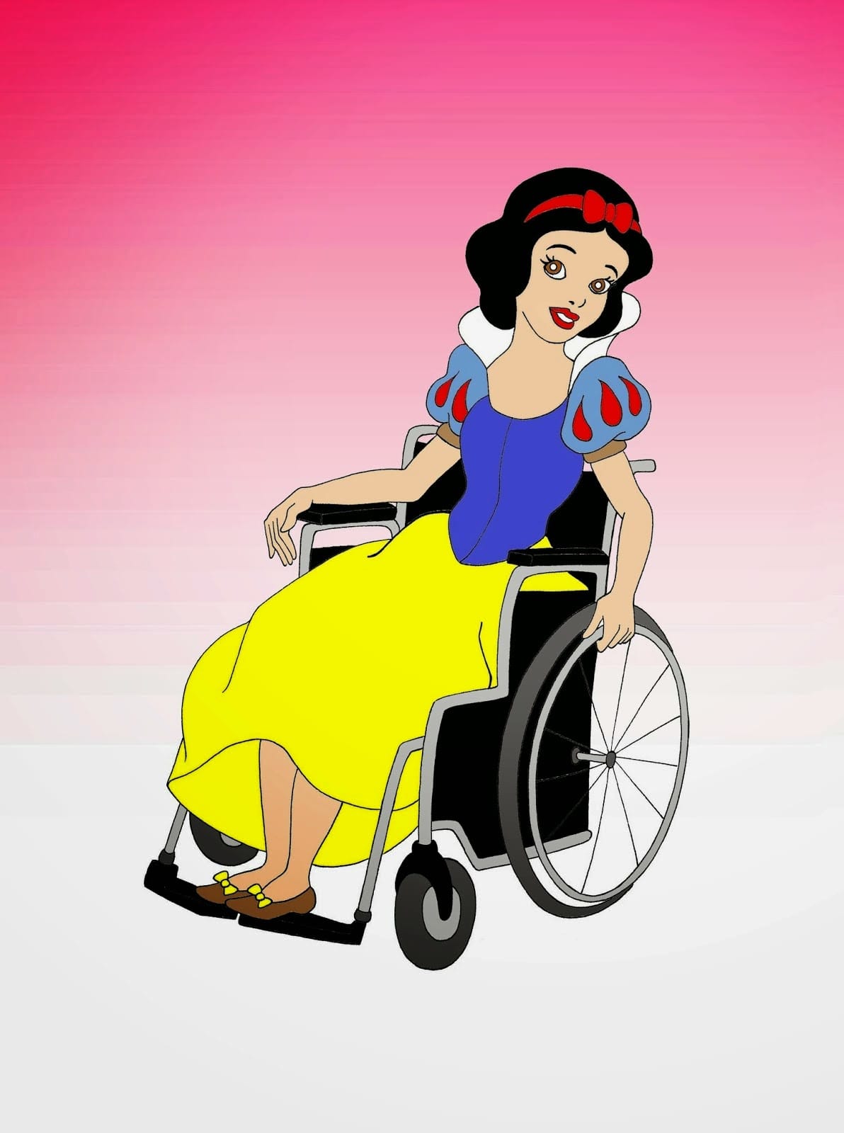 Disabled Disney princess Snow White Disabled Disability Equal Rights Wellchair Health Art Campaign ADV Cartoon Painting Portrait Illustration Sketch Humor Chic by aleXsandro Palombo