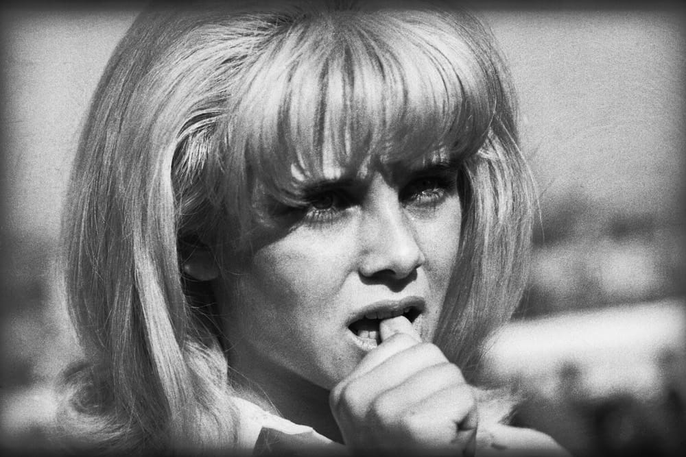 July 1962: Sue Lyon, the young actress selected to play the title role in Stanley Kubrick's 'Lolita', bites her thumb in concentration. (Photo by Michael Hardy/Express/Getty Images)