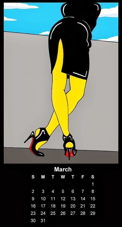 Homer and Marge Simpson Helmut Newton Erotic Iconic Shots Celebrate 25 years The Simpsons Calendar 2014 March Art Cartoon Satire Fashion Luxury Humor Chic by aleXsandro Palombo