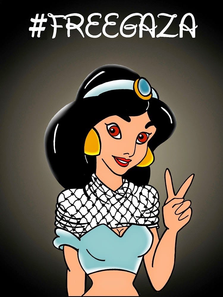 Princess Jasmine #FreeGaza #FreePalestine Human Rights Cartoon Iconic Campaign Disney Humor Chic by aleXsandro Palombo 1