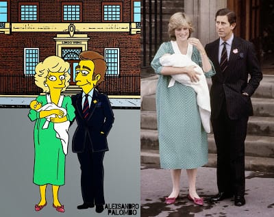 Royal Babies Simpsonized Kate Middleton Prince William Lady Diana Spencer Prince Charles Lindo Wing The Simpsons Immortalized Art Artist aleXsandro Palombo 2 Web a
