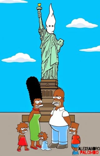 The-Simpsons-Black-Eric-Garner-Statue-of-Freedom-Homer-Simpson-Marge-Bart-Lisa-Clancy-Bill-De-Blasio-Police-Stop-Racism-2-691x1080